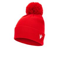 Snow PomPom Beanie RED SR Klassisk lue med stor dusk